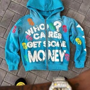 Men's Blue Graphic Zip-Up Jacket